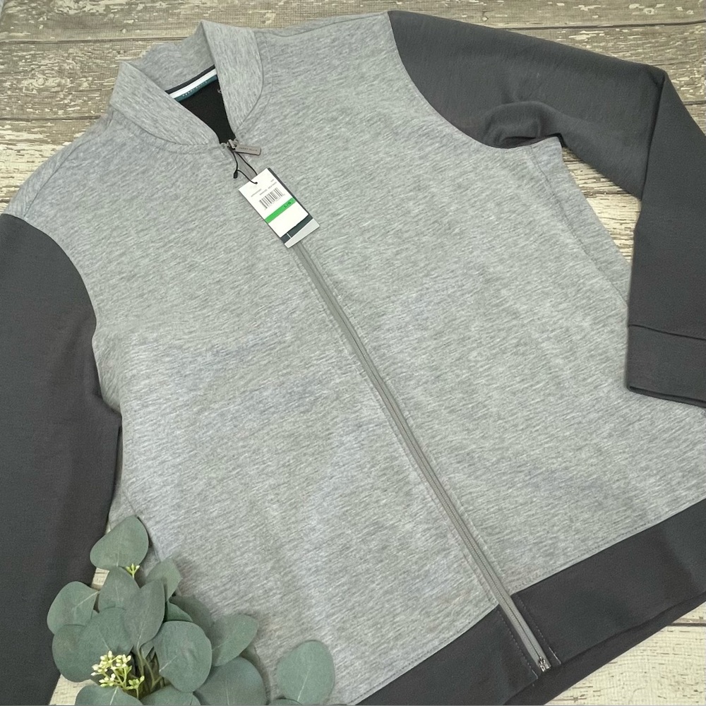 Perry Ellis Smoked Heather Zip Up Lightweight Jacket